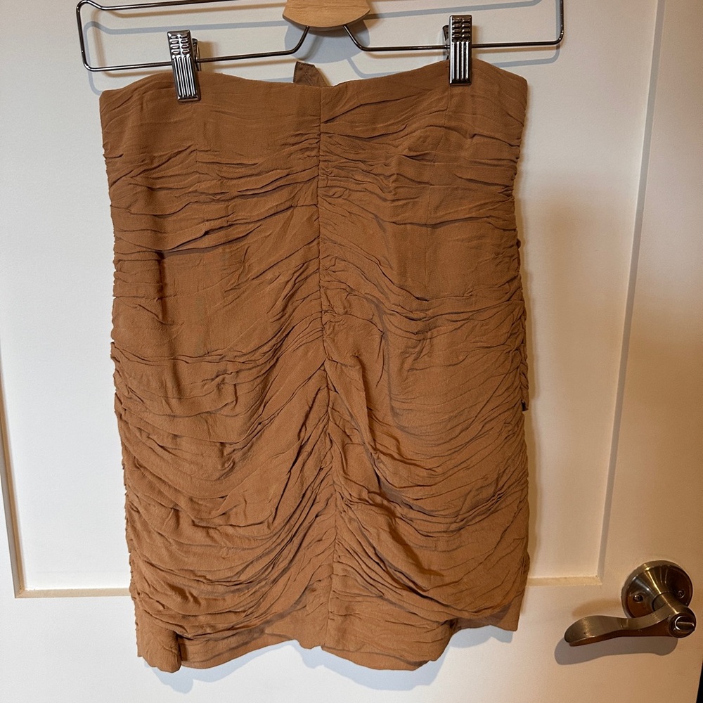 H&M Tan Draped Mini Skirt